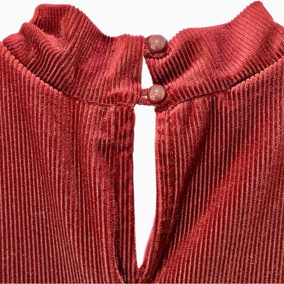 Altar’d State Burgundy Ribbed Velvet Flare Sleeveless Dress - Picture 4 of 6